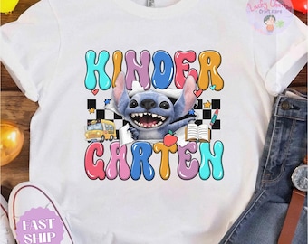 Custom Disney Stitch Shirt, Stitch Shirt Cute, Stitch Kindergarten Shirt, First Day Of School, PreK To Fourth Grade Tee, Teacher Gift