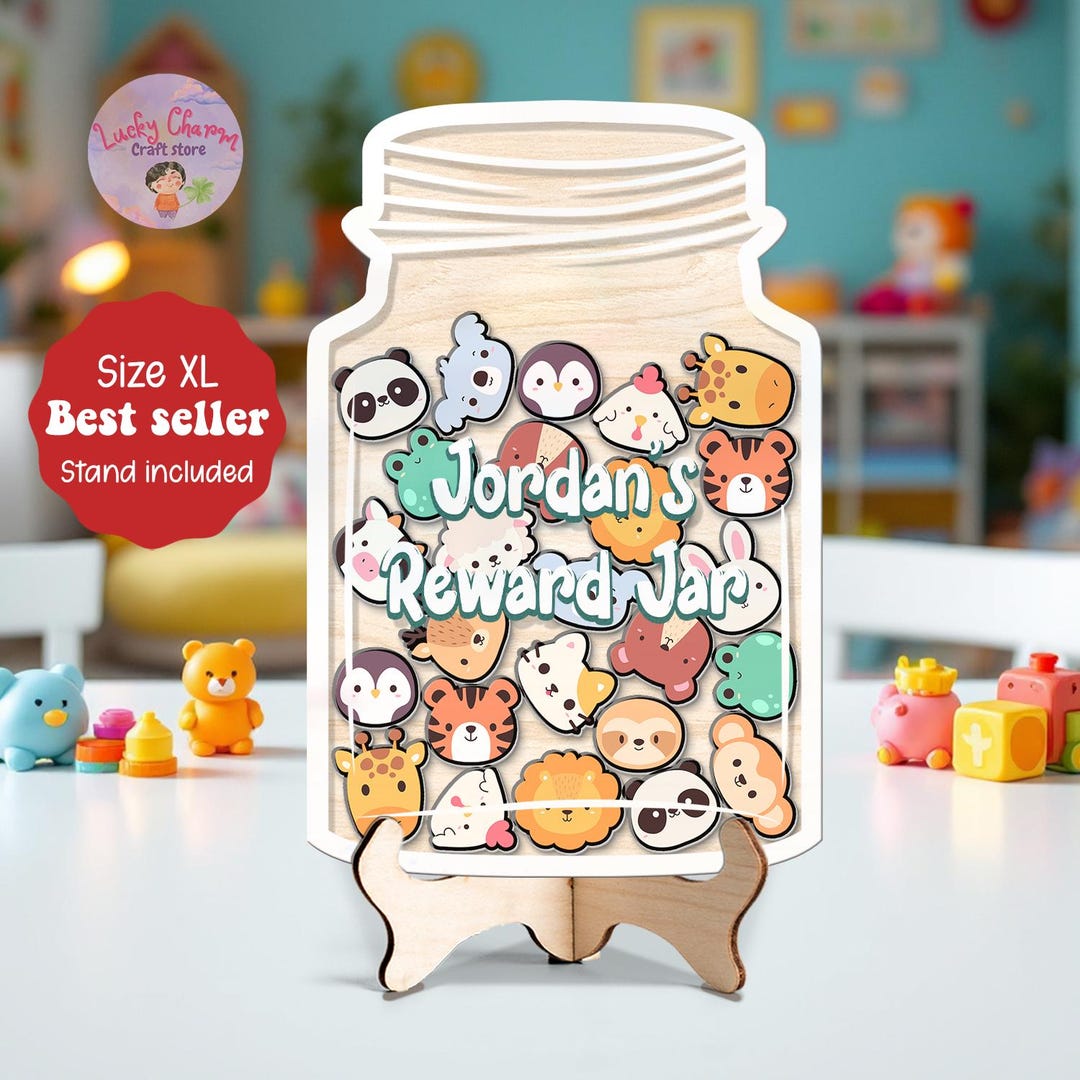 Personalized Animal Jungle Reward Jar Name, Magnet Token Classroom ...