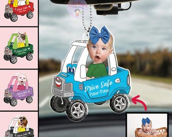 Personalized Drive Safe Daddy Car Baby Photo Ornament, Acrylic Car Hanger, Drive Safe Daddy Acrylic Car Ornament, Father's Day Gifts