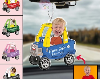 Personalized Drive Safe Daddy Car Baby Photo Ornament, Acrylic Car Hanger, Drive Safe Daddy Acrylic Car Ornament, Father's Day Gifts
