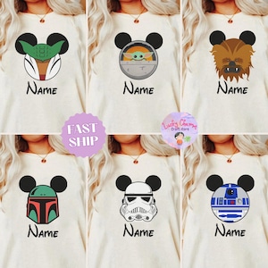 Custom Name Star Wars Characters Mickey Mouse Shirt, Disney Family Shirts, Mickey Head Star Wars Shirt, Star Wars Tee, Star Wars Gifts
