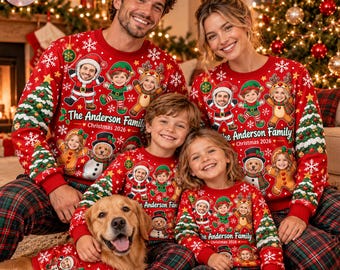 Personalized Family Photo Christmas Sweatshirt, Custom Face Ugly Christmas Sweater, Matching Family Xmas Outfits, Funny Holiday Photo Shirt