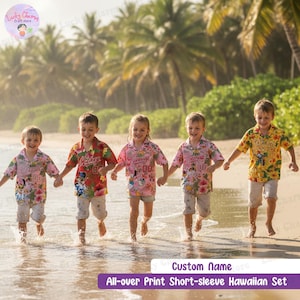 Custom Name Woody Buzz Hawaiian Set, Personalized Toy Story Hawaiian Tee, Toy Story 5 Balloon Button Up Summer Outfit, Disney Vacation Gift image 13