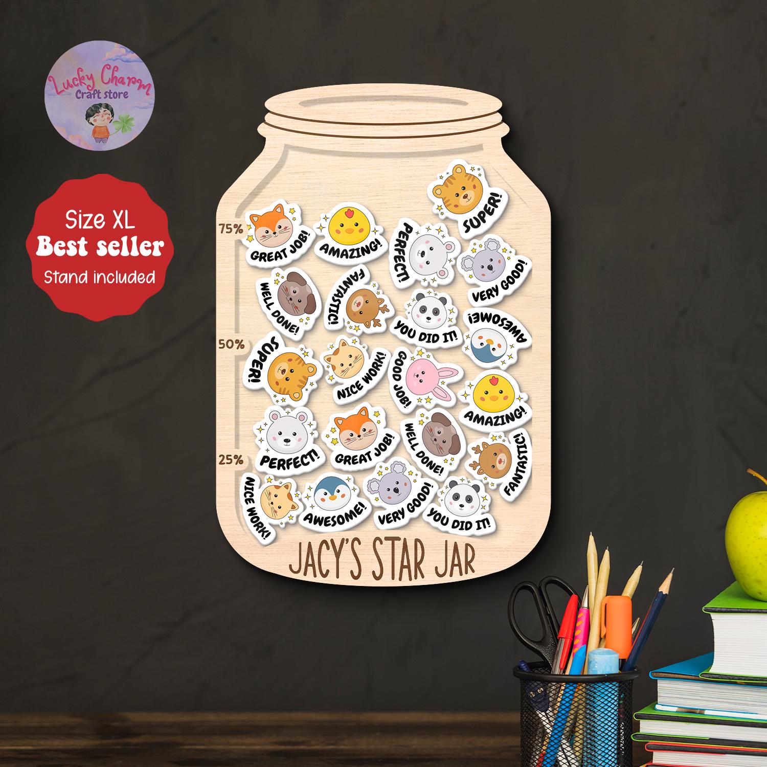 Magnetische beloningspot met tokens Klaslokaal leraar smiley Star Jar, karweikaart cadeaus voor kinderen, beloningssysteem, positief gedrag, zindelijkheidstraining - België
