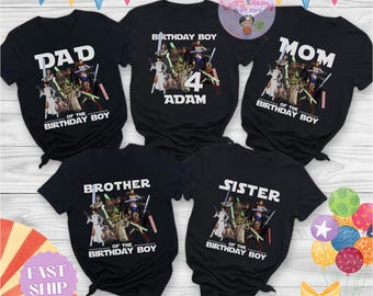 Camiseta personalizada de Star Wars para niños y niñas, con nombre y edad, para cumpleaños de Star Wars, Darth Vader, Boba Fett, Disneyland, Star Wars