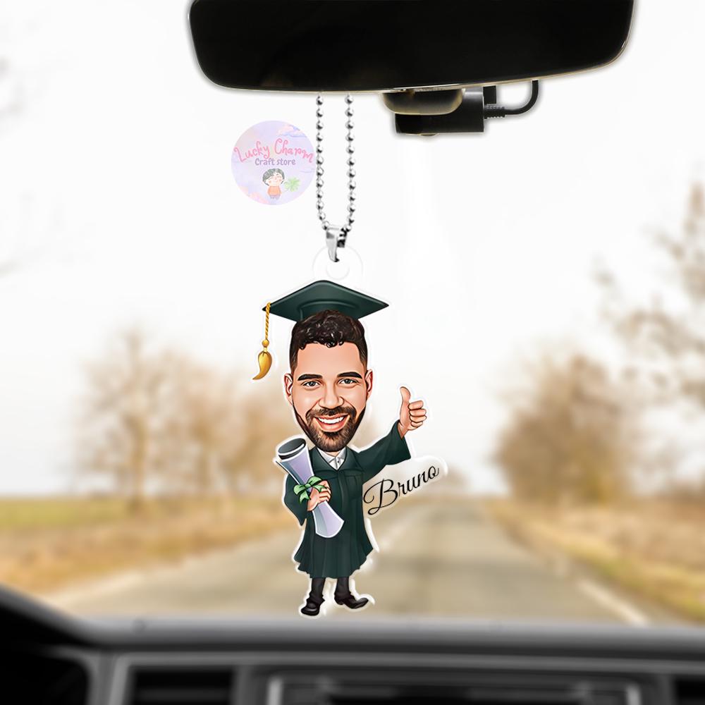 Personalized Graduation Cartoon Portrait Car Ornament, Custom ...