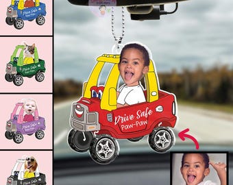 Personalized Drive Safe Daddy Car Baby Photo Ornament, Acrylic Car Hanger, Drive Safe Daddy Acrylic Car Ornament, Father's Day Gifts