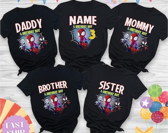 Aangepaste verjaardag Disney Spider-Man shirt, Disneyworld kindershirt, Disney verjaardagsreis, bijpassende familie verjaardag shirt, WDW-shirt