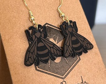 Vegan Leather Bee Earrings: Nature Lover Accessory