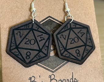 Vegan Leather D20 Earrings: RPG Gamer Jewelry