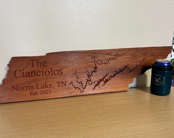 Custom Norris Lake Map Tennessee State Sign