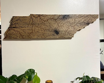 Reclaimed Barnwood Tennessee Rivers Map | Engraved Wooden Wall Art