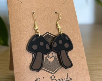 Vegan Leather Mushroom Earrings: Fungi Accessory