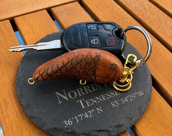Handmade Wooden Fishing Lure Keychain - Free Shipping!