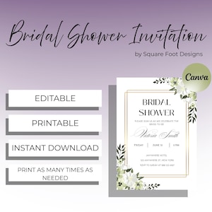 Green Bridal Shower Invitation for Wedding Canva Editable Bridal Shower Template Green Theme Bridal Shower Invitation