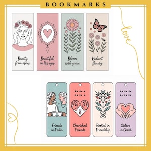 36 christliche Lesezeichen für Frauen - Glaube, Freundschaft, Anmut und Schönheit, Schriftkarten, druckbare Bibel-Lesezeichen, digitales Devotionalien-Set