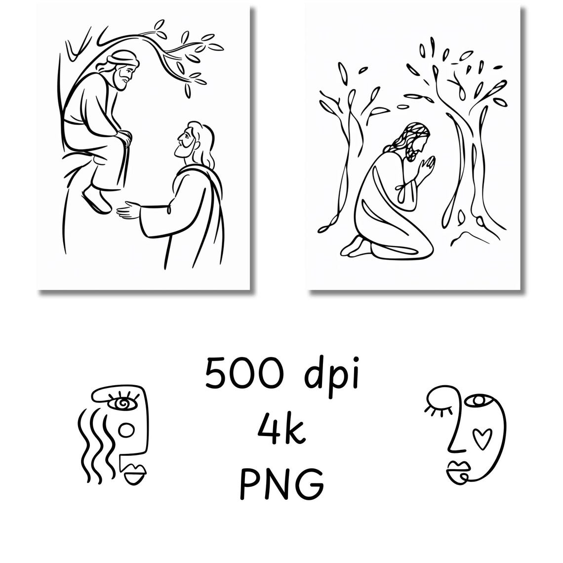 Minimalist Jesus Line Art Print Bundle: Picasso Style Christian Decor ...