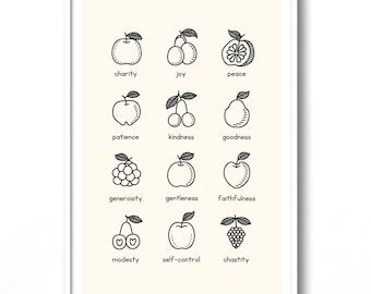 Fruits of The Holy Spirit Print: Boho Christian Decor (Digital Download)