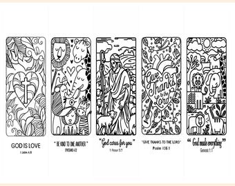 Christian Coloring Bookmarks for Children: Bible Verse Set (Digital Download)