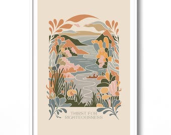 Impressão do Sermão da Montanha: Arte Bíblica Cristã Boho (Download Digital)
