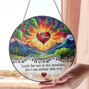Personalized Memorial Stained Glass Suncatcher, Loss of Parent Gift, Sympathy Window Hanging, Mother’s Day, Father’s Day, Remembrance Gift