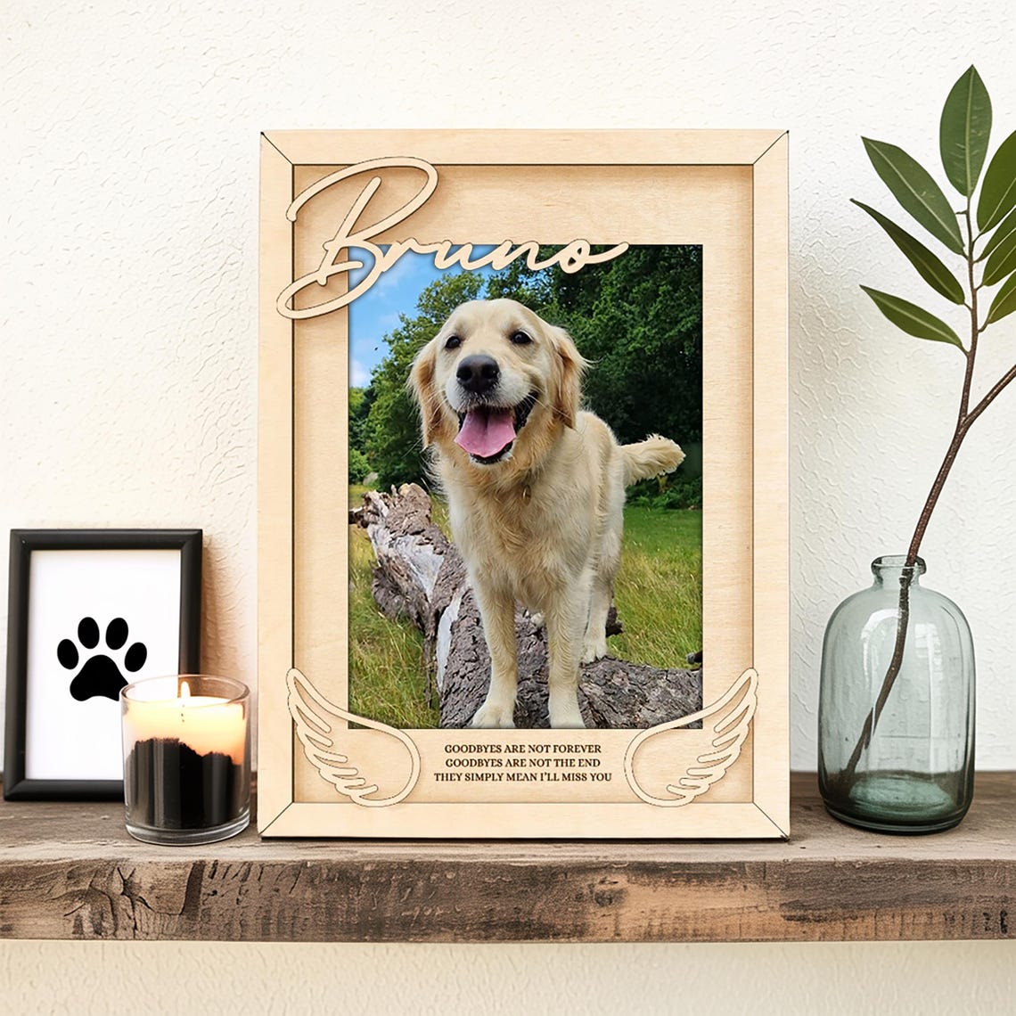 Custom Pet Memorial Photo Frame, Personalized Dog or Cat Remembrance ...