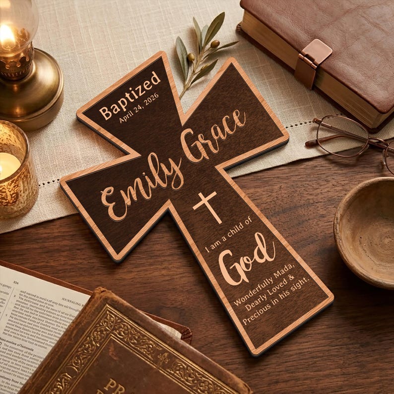 Personalized Baptism Cross, Custom Wooden Cross, Christian Baby Gift ...