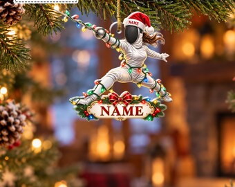 Custom Female Fencing Athlete Foil Sword Christmas Lights Bauble, Sports Player Swordsperson Keepsake Pendant, Gift for Daughter