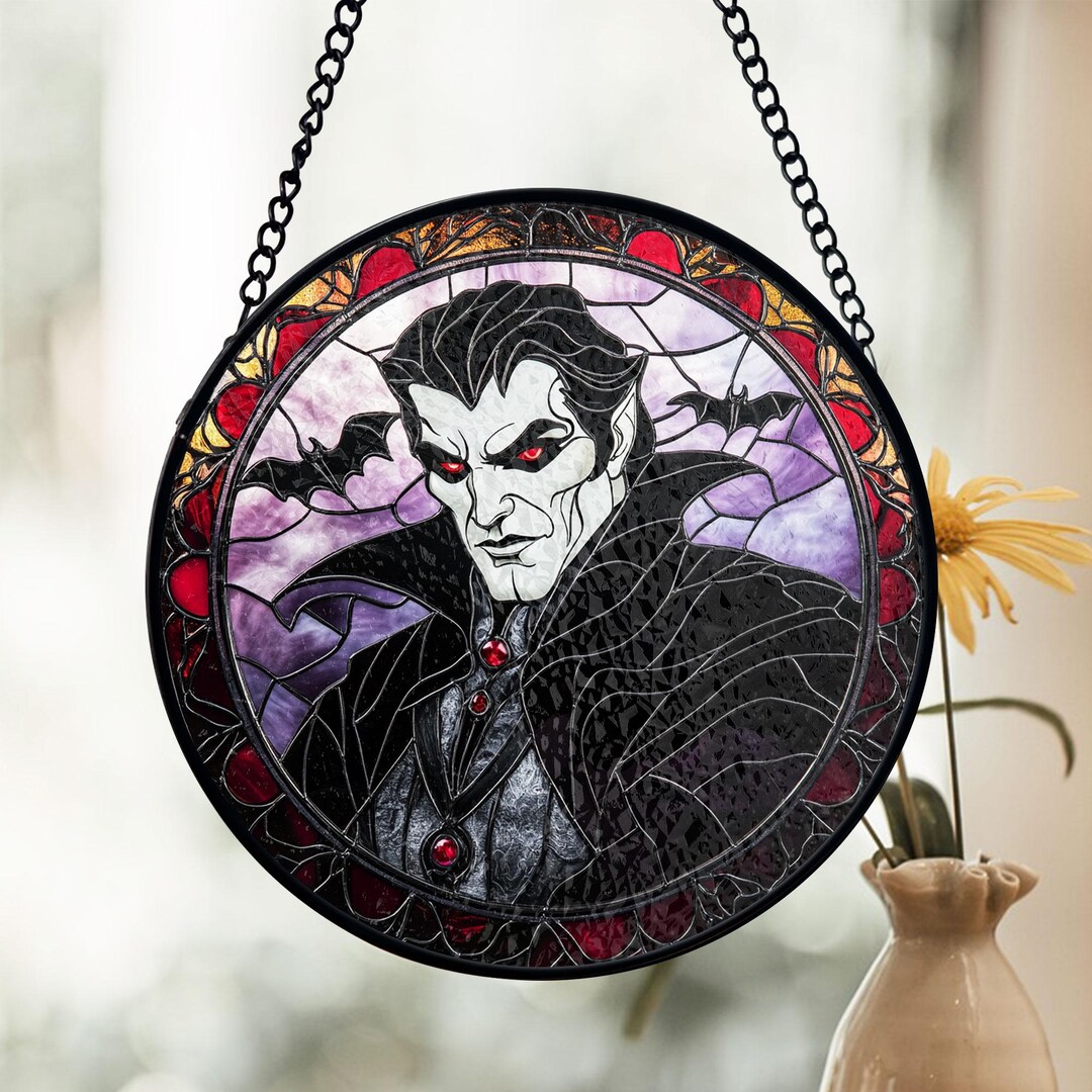 Vampire Window Design Vampire Suncatcher, Red Eyes Gothic Window Decor, Halloween Dracula Art ...