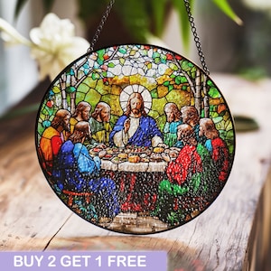 Stained Glass Last Supper Suncatcher – Beautiful Window Art for  Home Decor