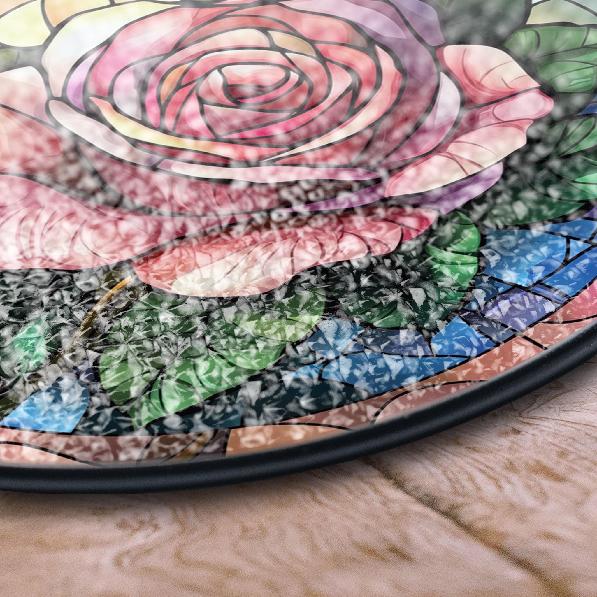 Acchiappasole in vetro colorato con fiori selvatici, decorazione floreale dipinta a mano per finestre, decorazione botanica in vetro, acchiappasole floreale, regalo per amanti della natura - Italia