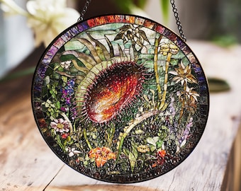 Venus Flytrap Stained Glass Window Hanging - Unique Botanical Suncatcher