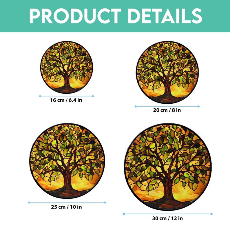 Tree of Life Stained Glass Window Hanging in Warm Earth Tones, Nature ...