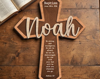 Personalized Baby Baptism Cross Sign, Custom Name Christian Gift, Christening Keepsake, Religious Nursery Decor, Scripture Gift