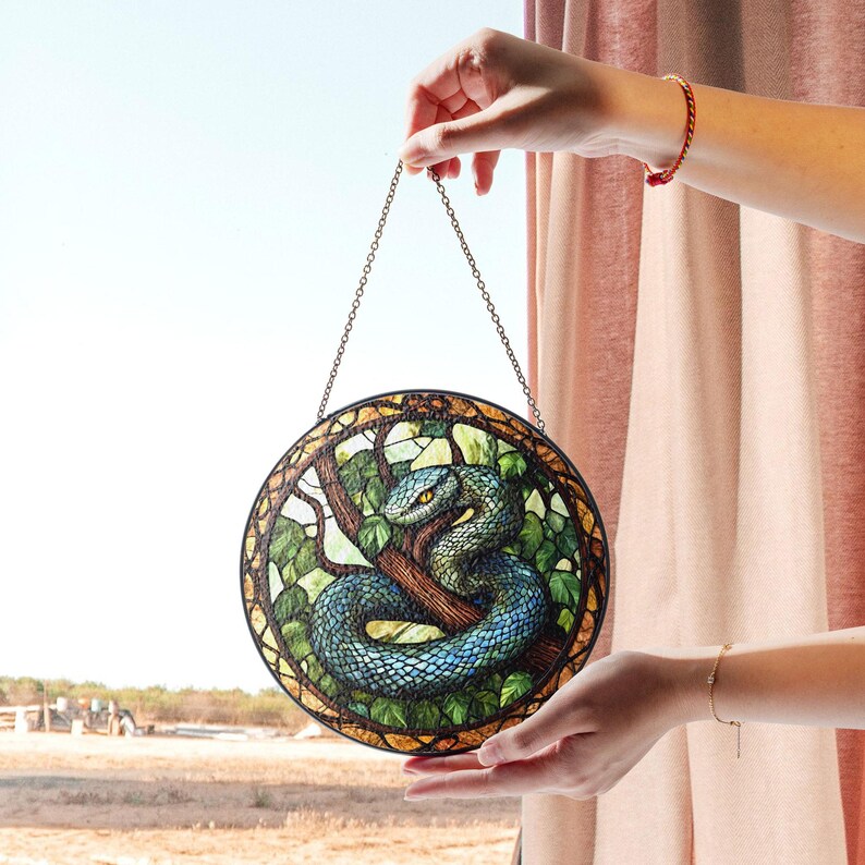 Snake Window Display Snake Stained Glass Suncatcher, Serpent Window Decor, Nature Wildlife ...