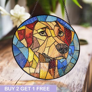 Labrador Retriever Stained Glass Panel - Warm and Vibrant Dog Art