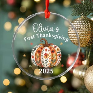Custom Baby First Thanksgiving Ornament, Personalized Pumpkin Design Keepsake, Fall Decoration, Baby Christmas Gift 2025