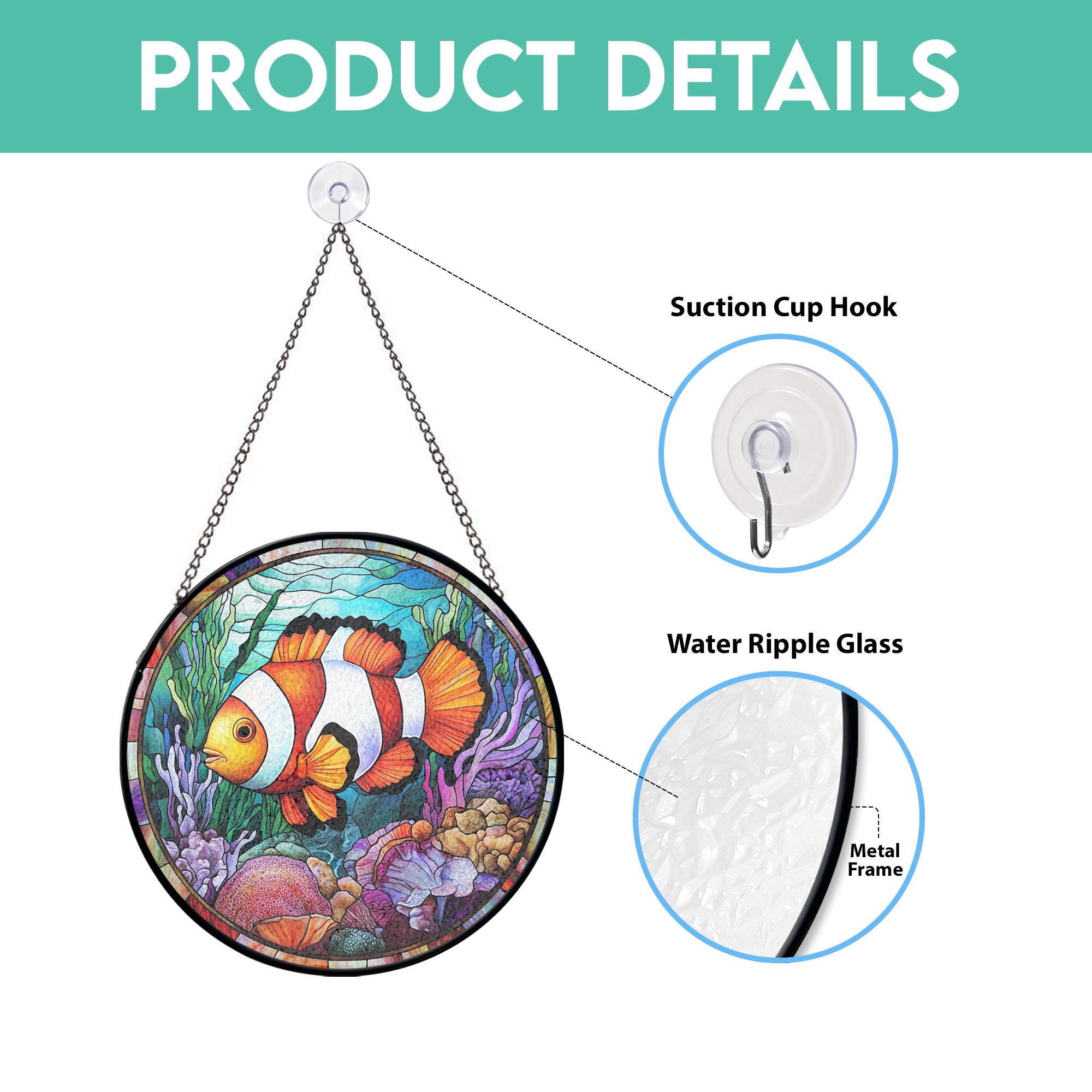 カクレクマノミの鮮やかな海の風景ステンドグラスサンキャッチャー、窓