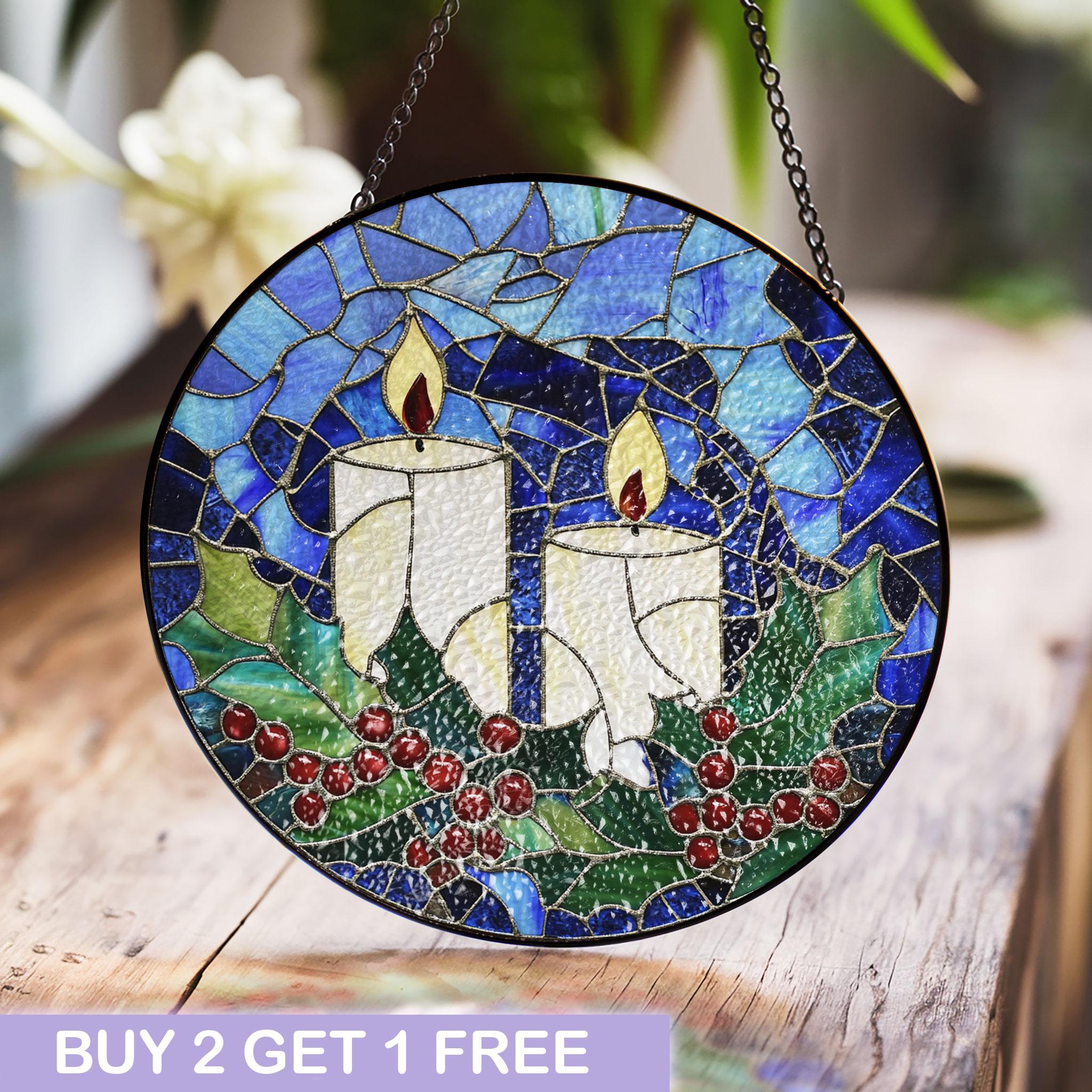 クリスマスキャンドル|クリアグラスアート|クリスマス雑貨|ステンド