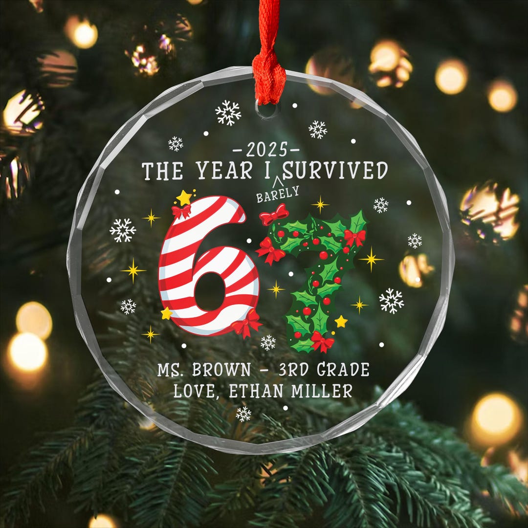 Custom Name 67 Glass Ornament, Six Seven Ornament, 2025 Slang Christmas ...