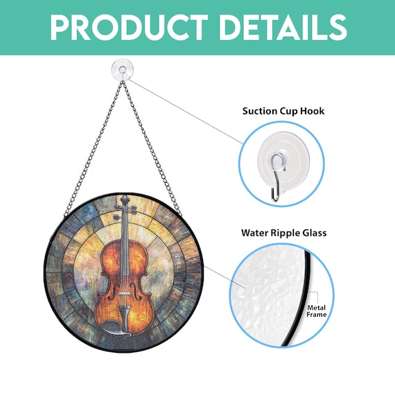 Violin Stained Glass Suncatcher, Classical Music Window Art