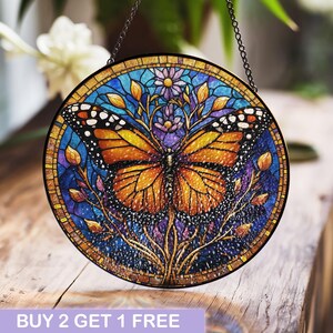 Monarch Butterfly Stained Glass, Monarch Butterfly Suncatcher, Decoration Gift For Mom, Butterfly Home Decor, Butterfly Stained Glass