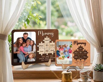 Personalized Mommy Photo Frame Puzzle, Custom Family Picture Frame, Mother’s Day Gift for Mom, Family Keepsake with Names