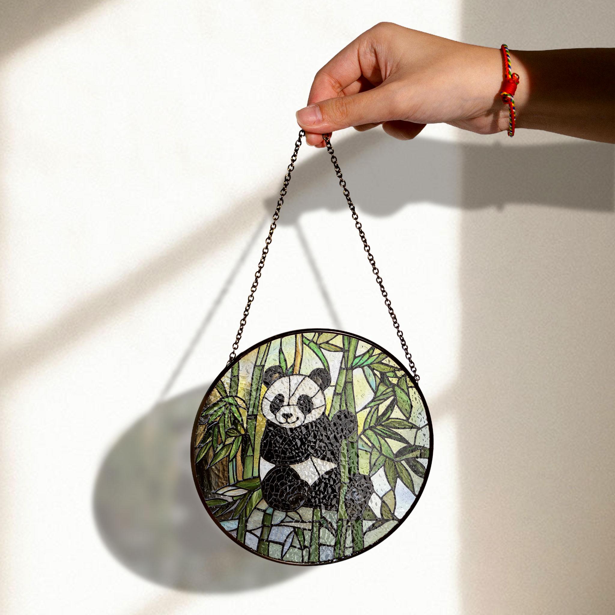 遊び心あふれるパンダのステンドグラス - 竹細工 - Etsy 日本