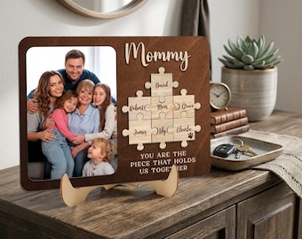 Custom Mommy Puzzle Frame with Photo, Personalized Family Collage Frame, Gift for Mom Mother’s Day, Unique Family Keepsake