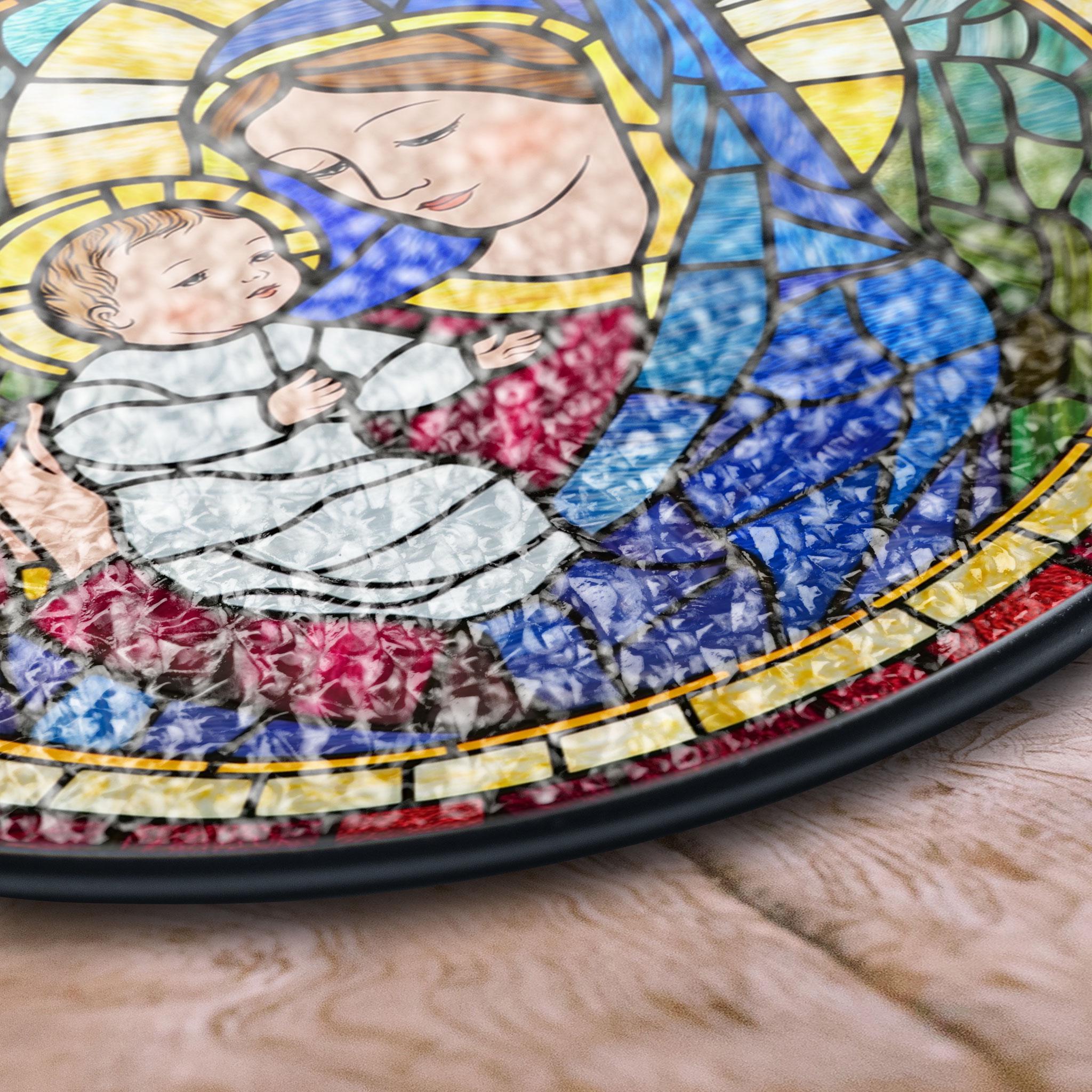 聖母マリアと子供のステンドグラスアート - 家や教会の装飾に最適な