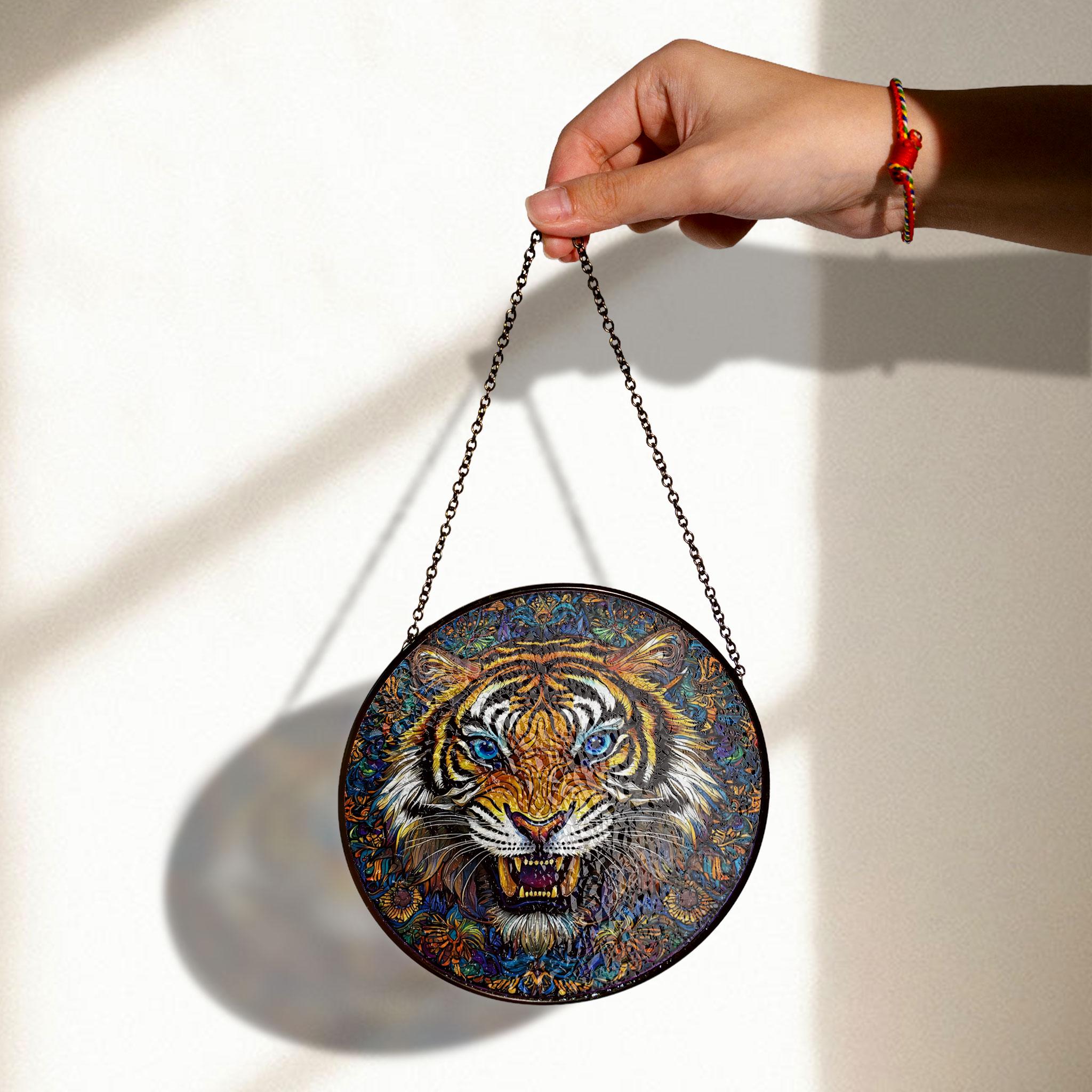鮮やかな虎のステンドグラスの窓掛け - 野生動物アート装飾 - Etsy 日本