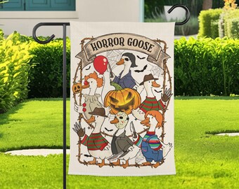 Haunted Horror Goose Garden Flag, Halloween Goose Yard Flag, Spooky Movie Parody Garden Decor, Funny Horror Fan Outdoor Flag