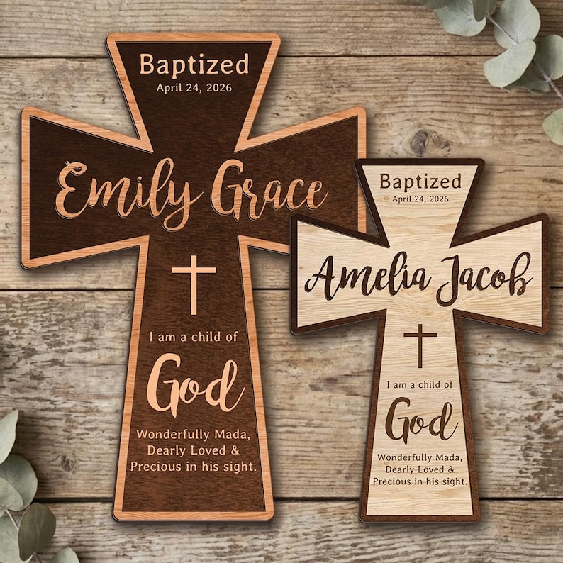 Personalized Baptism Cross, Custom Wooden Cross, Christian Baby Gift ...