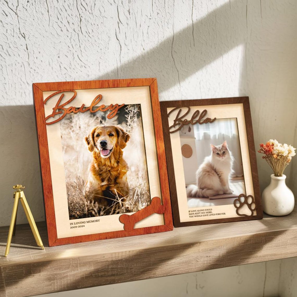 Custom Pet Memorial Photo Frame, Personalized Dog or Cat Remembrance ...